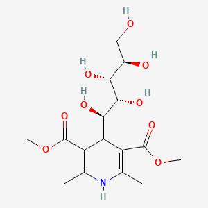 molecular formula C16H25NO9 B12711355 D-Arabinitol, 1-C(1,4-dihydro-3,5-bis(methoxycarbonyl)-2,6-dimethyl-4-pyridinyl), (1R)- CAS No. 121497-13-0