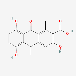 molecular formula C17H14O6 B12711452 2-Anthracenecarboxylic acid, 9,10-dihydro-3,5,8-trihydroxy-1,10-dimethyl-9-oxo- CAS No. 288268-09-7