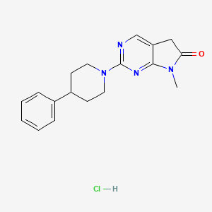 molecular formula C18H21ClN4O B12711548 6H-Pyrrolo(2,3-d)pyrimidin-6-one, 5,7-dihydro-7-methyl-2-(4-phenyl-1-piperidinyl)-, monohydrochloride CAS No. 122113-20-6