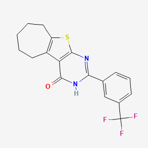 4H-Cyclohepta(4,5)thieno(2,3-d)pyrimidin-4-one, 1,5,6,7,8,9-hexahydro-2-(3-(trifluoromethyl)phenyl)-