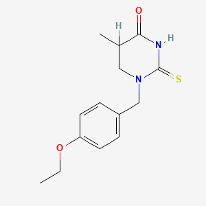 molecular formula C14H18N2O2S B12711609 Tetrahydro-1-((4-ethoxyphenyl)methyl)-5-methyl-2-thioxo-4(1H)-pyrimidinone CAS No. 62554-16-9