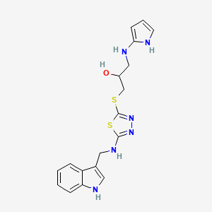 2-Propanol, 1-((5-((1H-indol-3-ylmethyl)amino)-1,3,4-thiadiazol-2-yl)thio)-3-(1H-pyrrol-2-ylamino)-