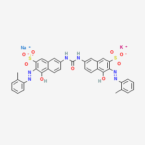 Potassium sodium 7,7'-(carbonyldiimino)bis(4-hydroxy-3-((2-methylphenyl)azo)naphthalene-2-sulphonate)