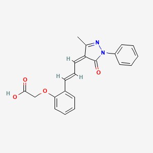 molecular formula C21H18N2O4 B12711646 (2-(3-(1,5-Dihydro-3-methyl-5-oxo-1-phenyl-4H-pyrazol-4-ylidene)-1-propenyl)phenoxy)acetic acid CAS No. 94158-17-5