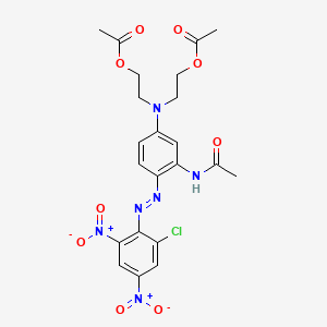 molecular formula C22H23ClN6O9 B12711664 2,2'-((3-Acetamido-4-((2-chloro-4,6-dinitrophenyl)azo)phenyl)imino)diethyl diacetate CAS No. 93859-26-8