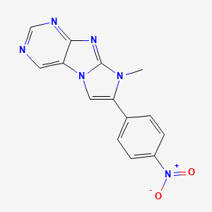 molecular formula C14H10N6O2 B12711699 8H-Imidazo(2,1-f)purine, 8-methyl-7-(4-nitrophenyl)- CAS No. 111983-58-5