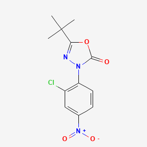 molecular formula C12H12ClN3O4 B12711720 3-(2-Chloro-4-nitrophenyl)-5-(1,1-dimethylethyl)-1,3,4-oxadiazol-2(3H)-one CAS No. 31399-83-4