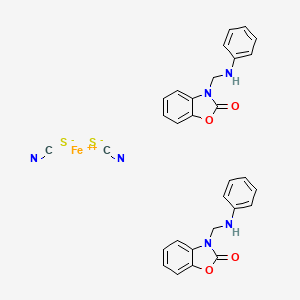 molecular formula C30H24FeN6O4S2 B12711735 Iron, bis(3-((phenylamino)methyl)-2(3H)-benzoxazolone-N(sup N(sup 3),O(sup 2))bis(thiocyanato-N))- CAS No. 82489-95-0