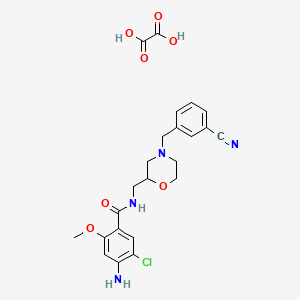 molecular formula C23H25ClN4O7 B12711940 4-amino-5-chloro-N-[[4-[(3-cyanophenyl)methyl]morpholin-2-yl]methyl]-2-methoxybenzamide;oxalic acid CAS No. 112885-00-4