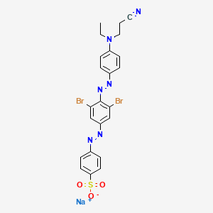 Sodium p-((3,5-dibromo-4-((p-((2-cyanoethyl)ethylamino)phenyl)azo)phenyl)azo)benzenesulphonate