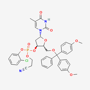 3'-Thymidylic acid, 5'-O-(bis(4-methoxyphenyl)phenylmethyl)-, 2-chlorophenyl 2-cyanoethyl ester