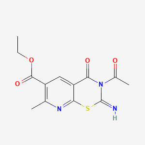 2H-Pyrido(3,2-e)(1,3)thiazine-6-carboxylic acid, 3,4-dihydro-3-acetyl-2-imino-7-methyl-4-oxo-, ethyl ester