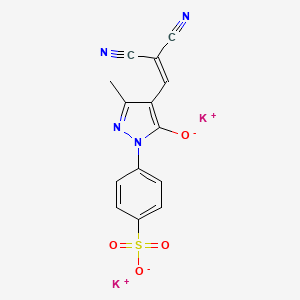 molecular formula C14H8K2N4O4S B12714391 Dipotassium p-(4-(2,2-dicyanovinyl)-3-methyl-5-oxido-1H-pyrazol-1-yl)benzenesulphonate CAS No. 84434-33-3