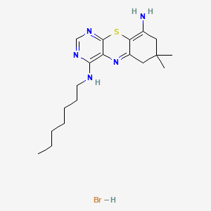 6H-Pyrimido(4,5-b)(1,4)benzothiazine-4,9-diamine, 7,8-dihydro-7,7-dimethyl-N(sup 9)-heptyl-, monohydrobromide