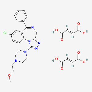 molecular formula C31H33ClN6O9 B12714446 (E)-but-2-enedioic acid;8-chloro-1-[4-(2-methoxyethyl)piperazin-1-yl]-6-phenyl-4H-[1,2,4]triazolo[4,3-a][1,4]benzodiazepine CAS No. 88701-68-2