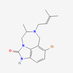 molecular formula C16H20BrN3O B12714475 Imidazo(4,5,1-jk)(1,4)benzodiazepin-2(1H)-one, 8-bromo-4,5,6,7-tetrahydro-5-methyl-6-(3-methyl-2-butenyl)- CAS No. 257891-55-7