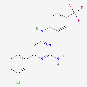 molecular formula C18H14ClF3N4 B12714529 2,4-Pyrimidinediamine, 6-(5-chloro-2-methylphenyl)-N4-(4-(trifluoromethyl)phenyl)- CAS No. 710334-99-9