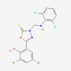 1,3,4-Oxadiazole-2(3H)-thione, 5-(3,5-dibromo-2-hydroxyphenyl)-3-(((2,6-dichlorophenyl)amino)methyl)-