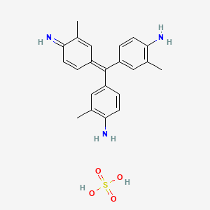 molecular formula C22H25N3O4S B12714551 4-[(4-amino-3-methylphenyl)-(4-imino-3-methylcyclohexa-2,5-dien-1-ylidene)methyl]-2-methylaniline;sulfuric acid CAS No. 85188-01-8