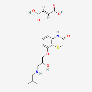 molecular formula C19H26N2O7S B12714578 (E)-but-2-enedioic acid;8-[2-hydroxy-3-(2-methylpropylamino)propoxy]-4H-1,4-benzothiazin-3-one CAS No. 91375-99-4