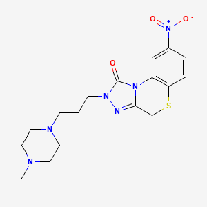 molecular formula C17H22N6O3S B12714607 1H-s-Triazolo(3,4-c)(1,4)benzothiazin-1-one, 2,4-dihydro-2-(3-(4-methyl-1-piperazinyl)propyl)-8-nitro- CAS No. 110225-75-7