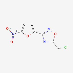 molecular formula C7H4ClN3O4 B12714656 1,2,4-Oxadiazole, 5-(chloromethyl)-3-(5-nitro-2-furanyl)- CAS No. 59-38-1