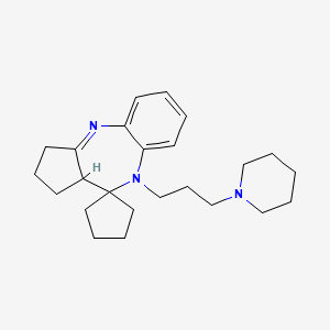 molecular formula C24H35N3 B12714737 Spiro(benzo(b)cyclopenta(e)(1,4)diazepine-10(1H),1'-cyclopentane), 2,3,9,10a-tetrahydro-9-(3-(1-piperidinyl)propyl)- CAS No. 93464-31-4