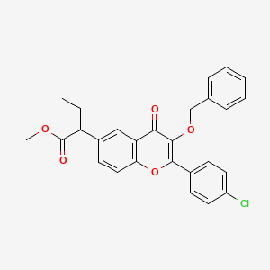 4H-1-Benzopyran-6-acetic acid, 2-(4-chlorophenyl)-alpha-ethyl-4-oxo-3-(phenylmethoxy)-, methyl ester