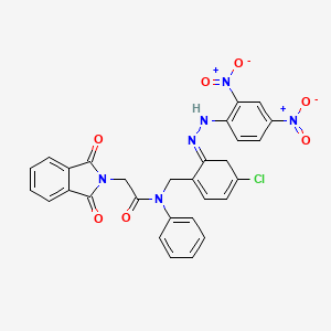 molecular formula C29H21ClN6O7 B12714798 2H-Isoindole-2-acetamide, 1,3-dihydro-N-(4-chloro-2-((2,4-dinitrophenyl)hydrazono)phenylmethyl)phenyl-1,3-dioxo- CAS No. 102996-78-1