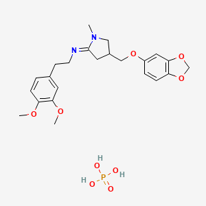 molecular formula C23H31N2O9P B12714815 4-(1,3-benzodioxol-5-yloxymethyl)-N-[2-(3,4-dimethoxyphenyl)ethyl]-1-methylpyrrolidin-2-imine;phosphoric acid CAS No. 94221-37-1