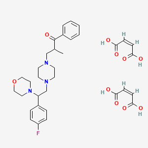 molecular formula C34H42FN3O10 B12714864 (Z)-but-2-enedioic acid;3-[4-[2-(4-fluorophenyl)-2-morpholin-4-ylethyl]piperazin-1-yl]-2-methyl-1-phenylpropan-1-one CAS No. 89011-86-9