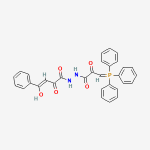 molecular formula C31H25N2O5P B12714874 2-Butenoic acid, 2-hydroxy-4-oxo-4-phenyl-, 2-(1,2-dioxo-3-(triphenylphosphoranylidene)propyl)hydrazide, (Z)- CAS No. 149990-82-9