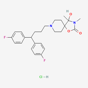 molecular formula C25H31ClF2N2O3 B12714880 1-Oxa-3,8-diazaspiro(4.5)decan-2-one, 8-(4,4-bis(4-fluorophenyl)butyl)-4-hydroxy-3,4-dimethyl-, monohydrochloride CAS No. 134070-09-0