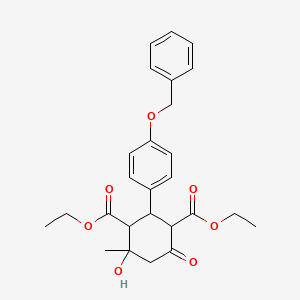 1,3-Cyclohexanedicarboxylic acid, 4-hydroxy-4-methyl-6-oxo-, 2-(4-(phenylmethoxy)phenyl)-, diethyl ester