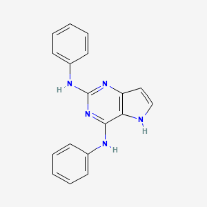 molecular formula C18H15N5 B12714929 5H-Pyrrolo(3,2-d)pyrimidine-2,4-diamine, N,N'-diphenyl- CAS No. 114685-04-0