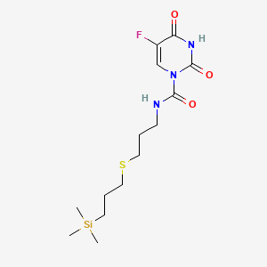 molecular formula C14H24FN3O3SSi B12714938 1(2H)-Pyrimidinecarboxamide, 3,4-dihydro-2,4-dioxo-5-fluoro-N-(3-((3-(trimethylsilyl)propyl)thio)propyl)- CAS No. 103579-43-7