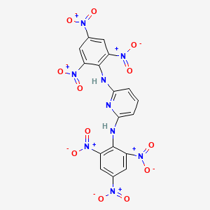 molecular formula C17H9N9O12 B12714954 2,6-Pyridinediamine, N,N'-bis(2,4,6-trinitrophenyl)- CAS No. 38082-88-1