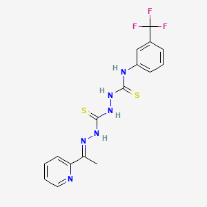 molecular formula C16H15F3N6S2 B12714983 1-[(E)-1-(2-pyridyl)ethylideneamino]-3-[[3-(trifluoromethyl)phenyl]carbamothioylamino]thiourea CAS No. 127142-05-6