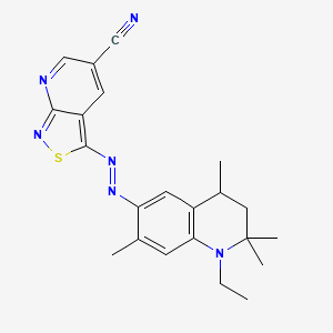 molecular formula C22H24N6S B12715010 3-((1-Ethyl-1,2,3,4-tetrahydro-2,2,4,7-tetramethyl-6-quinolyl)azo)isothiazolo(3,4-b)pyridine-5-carbonitrile CAS No. 84000-69-1