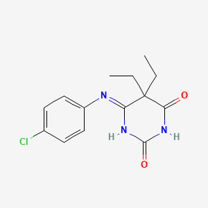 molecular formula C14H16ClN3O2 B12715014 2,4(3H,5H)-Pyrimidinedione, 6-((4-chlorophenyl)amino)-5,5-diethyl- CAS No. 87215-87-0