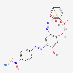 Sodium (3-((2,4-dihydroxy-5-((4-nitrophenyl)azo)phenyl)azo)-4-hydroxybenzenesulphonato(3-))cuprate(1-)