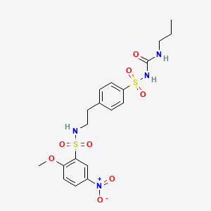 Benzenesulfonamide, 2-methoxy-5-nitro-N-(2-(4-((((propylamino)carbonyl)amino)sulfonyl)phenyl)ethyl)-