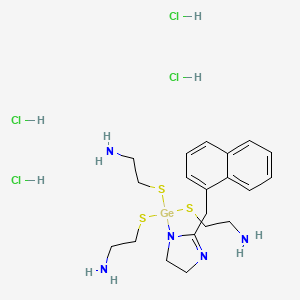 molecular formula C20H35Cl4GeN5S3 B12715108 Ethanamine, 2,2',2''-(((4,5-dihydro-2-(1-naphthalenylmethyl)-1H-imidazol-1-yl)germylidyne)tris(thio))tris-, tetrahydrochloride CAS No. 153715-00-5