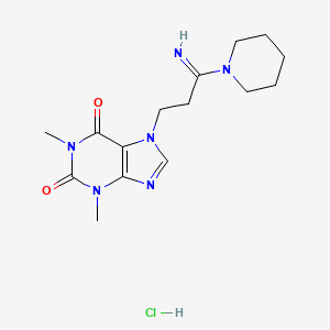 molecular formula C15H23ClN6O2 B12715130 Piperidine, 1-(1-imino-3-(1,2,3,6-tetrahydro-1,3-dimethyl-2,6-dioxo-7H-purin-7-yl)propyl)-, monohydrochloride CAS No. 126480-56-6