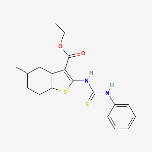 Benzo(b)thiophene-3-carboxylic acid, 4,5,6,7-tetrahydro-5-methyl-2-(((phenylamino)thioxomethyl)amino)-, ethyl ester