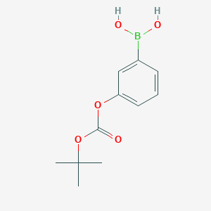 molecular formula C11H15BO5 B1271546 （3-（（叔丁氧羰基）氧基）苯基）硼酸 CAS No. 380430-69-3
