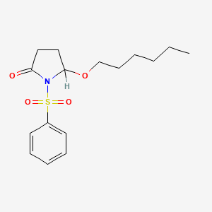 molecular formula C16H23NO4S B12715498 5-(Hexyloxy)-1-(phenylsulfonyl)-2-pyrrolidinone CAS No. 111711-89-8