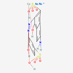 molecular formula C16H13CuN3Na2O8S2+2 B12715800 Disodium (7-amino-4-hydroxy-3-((2-hydroxy-5-sulphophenyl)azo)naphthalene-2-sulphonato(4-))cuprate(2-) CAS No. 15738-74-6