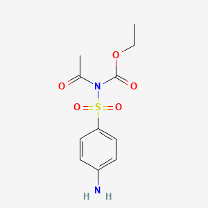 molecular formula C11H14N2O5S B12715877 Carbamic acid, acetyl((4-aminophenyl)sulfonyl)-, ethyl ester CAS No. 81865-29-4