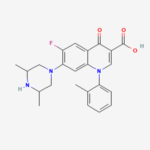 molecular formula C23H24FN3O3 B12715895 3-Quinolinecarboxylic acid, 7-(3,5-dimethyl-1-piperazinyl)-6-fluoro-1,4-dihydro-1-(2-methylphenyl)-4-oxo- CAS No. 164662-45-7